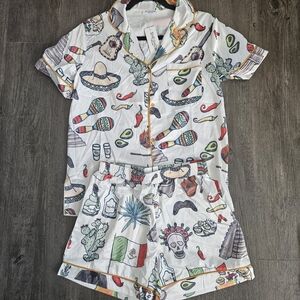 Mexican Fiesta Print satin Pajama Set